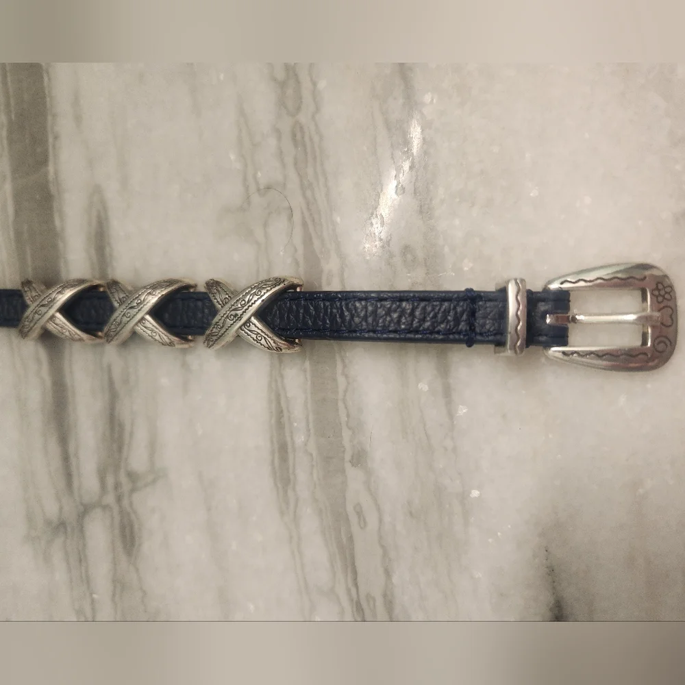 Brighton 3/8 Kriss Kross Bandit Bracelet,  Blue With Silver Accents - Picture 2 of 5